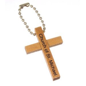 Wooden Cross Keychain