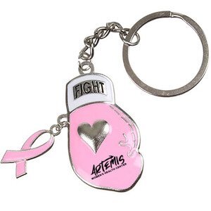 Pink Ribbon Boxing Glove Keychain