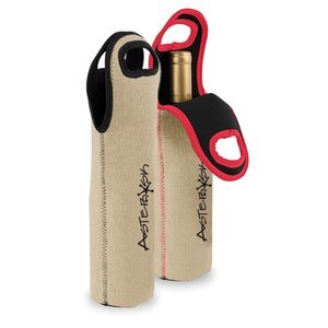 Single Bottle Burlap Neoprene Wine Tote Sleeve