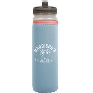 Neoprene Sleeve Sports Bottle, Push Pull Cap, 22oz.