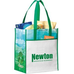 Windsor Laminated Non-Woven Shopper, Kelly Green Pattern