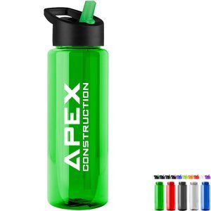 Guzzler Transparent Sport Bottle, 32oz. - Flip Straw Lid