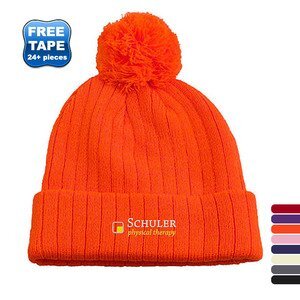 Knit Beanie With Pom Top