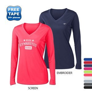 Sport-Tek® PosiCharge™ Competitor™ Ladies' Interlock Long Sleeve Performance V-Neck Tee