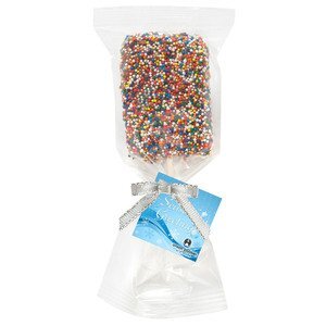 Chocolate Covered Crispy Pop with Rainbow Nonpareil Sprinkles