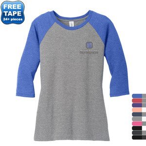 District Made® Perfect Tri™ Ladies' 3/4-Sleeve Raglan