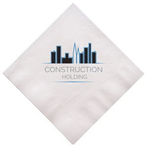White Beverage Napkin, 3 Ply, Full Color