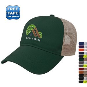 Two Tone Washed Chino Unconstructed Cap with Ultra Soft Mesh Back