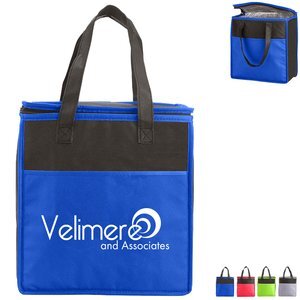 Two-Tone Flat Top Insulated Non-Woven Grocery Tote