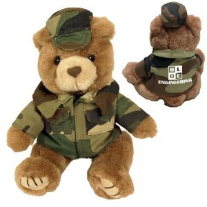 Green Camo Plush Bear, 8"