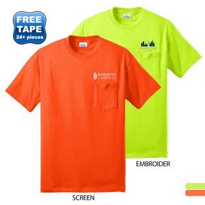 Port & Company® 50/50 Cotton/Poly Men's Pocket Tee, Safety Colors