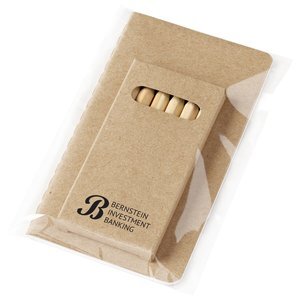 Eco Mini Notebook and 6-Color Pencil Set, 3" x 5"