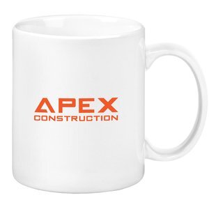 Classic C-Shaped Handle Ceramic Mug, 11oz. - White