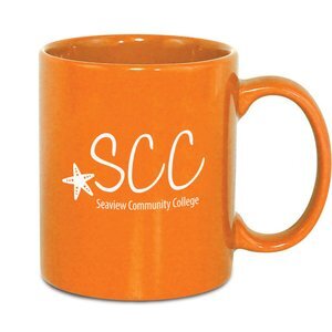 Classic C-Shaped Handle Ceramic Mug, 11oz. - Orange