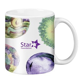 Classic White C-Shaped Handle Ceramic Mug, 11oz.