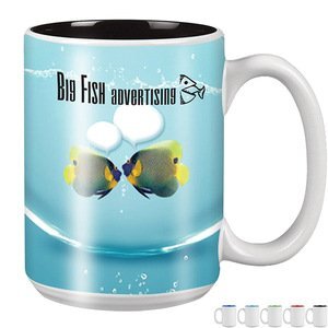 Mighty Two-Tone White Ceramic Mug, 15oz.