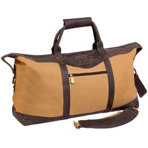 Utah Canyon Buffalo Leather and Canvas Duffel Bag, 22"