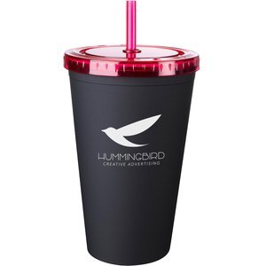 Matte Black Newport Tumbler w/ Straw, 16oz.