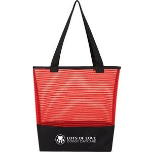 Sheer Mesh Pinstripe Tote Bag