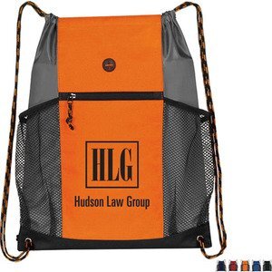 Two-Tone Multi-Pocket 300D Polyester Drawstring Backpack