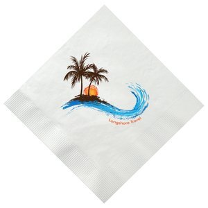 White Luncheon Napkin, 3 Ply, Full Color