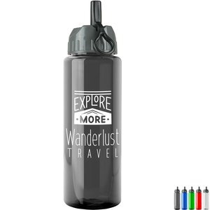 Guzzler Transparent Sport Bottle, 32oz. - Ring Straw Lid