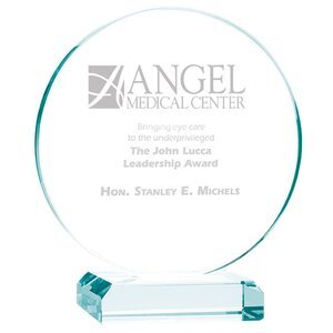 Round Jade Glass Award, Large, 6-1/2"