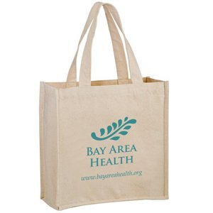 Heavyweight Cotton Canvas Grocery Tote with Two Bottle Holders