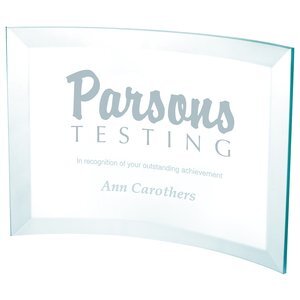 Jade Glass Crystal Scroll Award, Medium, 5"