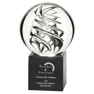 Frosted Swirl Art Glass Award with Aluminum Base, Large, 9-1/2"