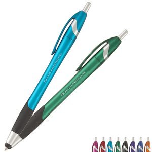 Stratus Click-Action Metallic Ballpoint Stylus Pen w/ Rubber Grip