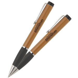 Tahiti Natural Bamboo Ballpoint Pen w/ Comfort Textured Grip
