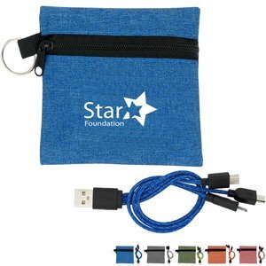 Three-in-One Charging Cable w/ Keyring Pouch