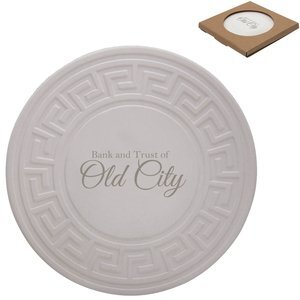 Greek Key Round Absorbent Stone Coaster
