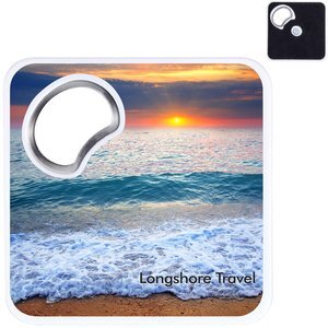 Coaster Bottle Opener w/ Magnet, Full Color Imprint