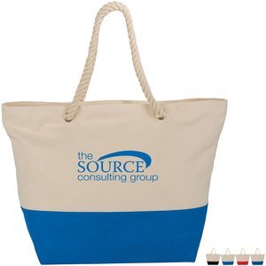 Zippered Cotton Canvas Rope Tote