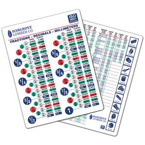 Decimal Equivalent Chart, 8-1/2" x 11"