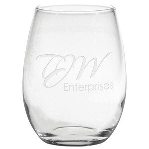 Stemless White Wine Glass - Deep Etched, 15oz.