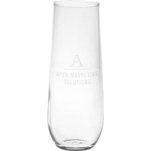 Vina Stemless Flute - Deep Etched, 8.5oz.