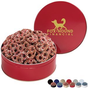 Corporate Color Chocolate Pretzel Tin, 1lb 3.3oz.