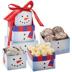 Snowman Tower of Holiday Treats