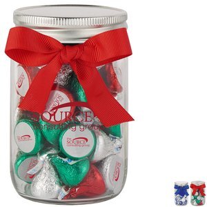 Mason Jar w/ Custom Holiday HERSHEY'S® KISSES®, 12 oz.