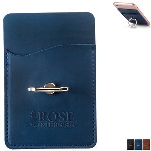 Tuscany™ Leatherette Smartphone Pocket Card Holder w/ Metal Ring Phone Stand