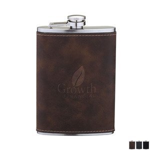 Leatherette Wrapped Flask, 8oz.