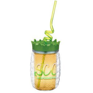 Pineapple Tumbler with Curly Straw, 16oz.