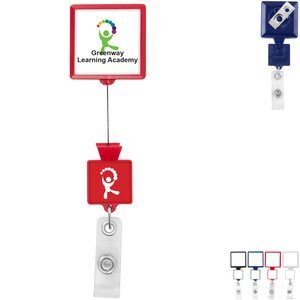 Double Up Square Rectactable Badge Reel, Bull Dog Clip