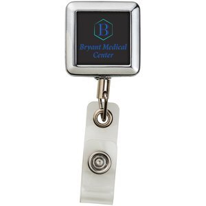 Square Metal Badge Reel, Alligator Clip