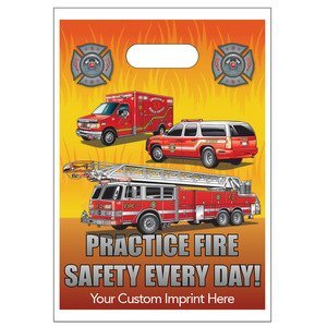 Digital Full Color Die Cut Plastic Bag w/Practice Fire Safety Design, 9" x 13"