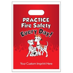Digital Full Color Die Cut Plastic Bag w/ Practice Fire Safety Design, 9" x 13"