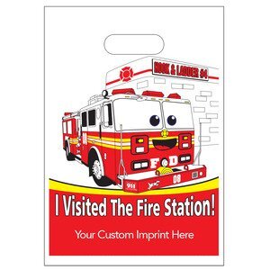 Digital Full Color Die Cut Plastic Bag w/ I Visited The Fire Station Design, 9" x 13"